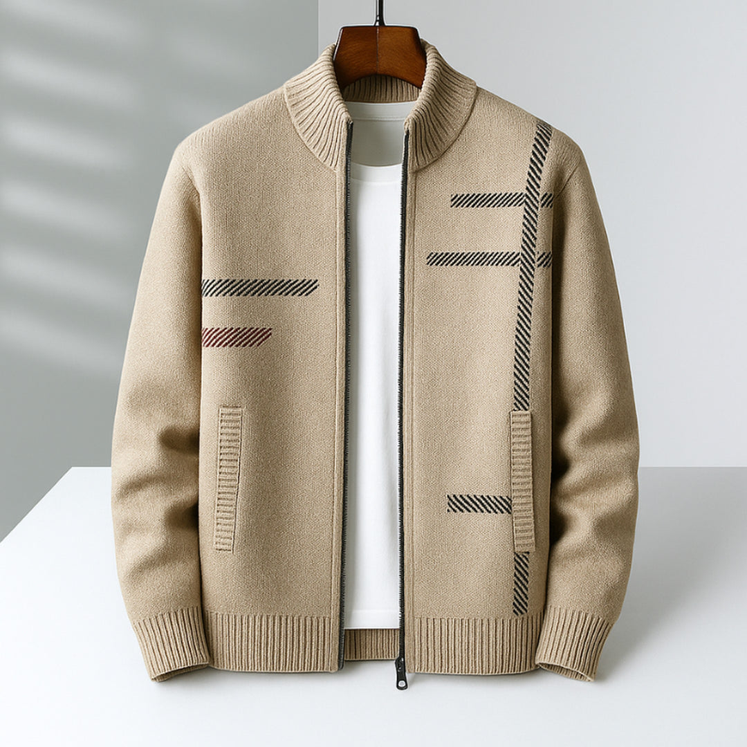 Men's Cashmere Jacket – Full-Zip Knit Layering Coat