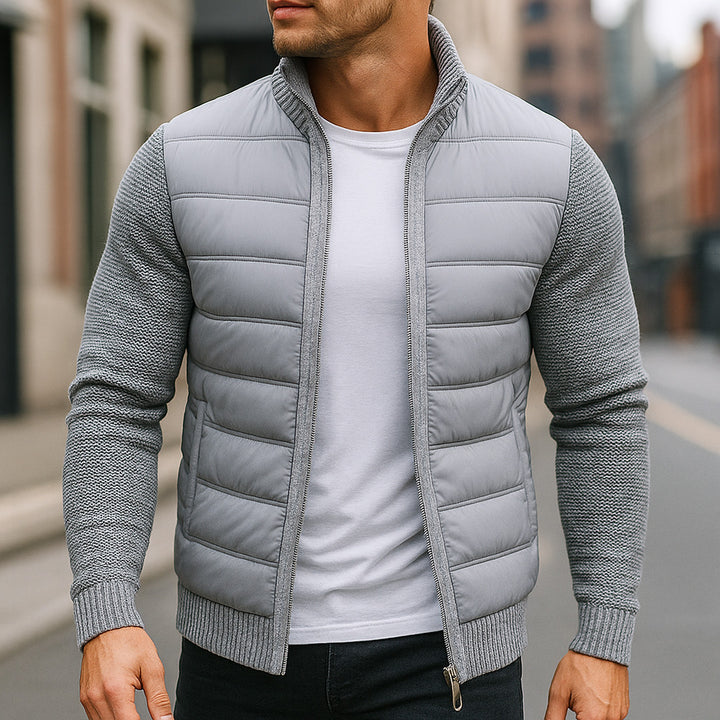 Men's Hybrid Quilted Jacket – Knit-Sleeve Lightweight Layer
