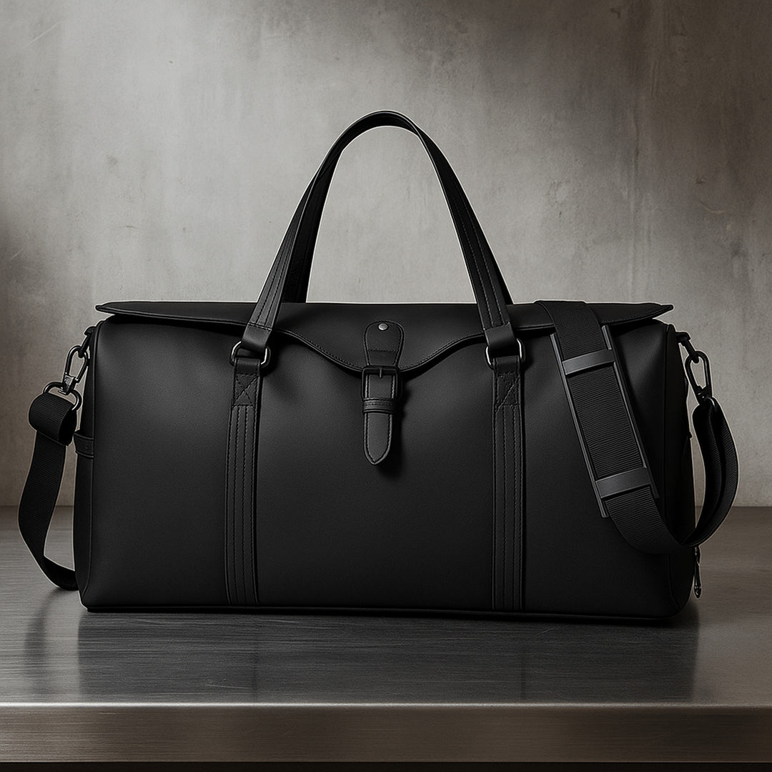 Men's Leather Trim Weekender Duffle - Travel Holdall Bag