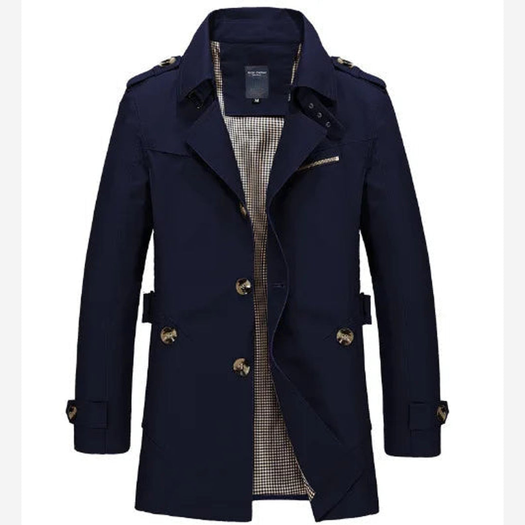 Men's Cotton Trench Coat – Single-Breasted Classic Mac