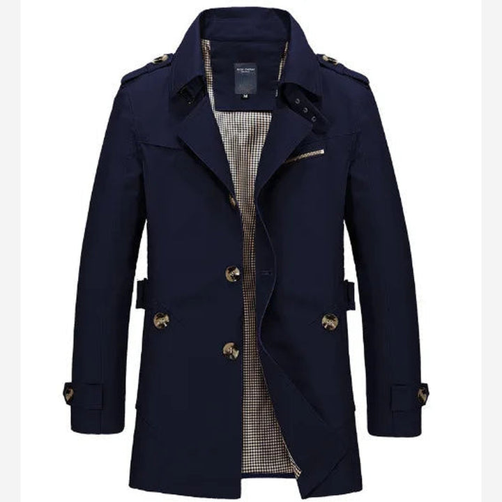 Men's Cotton Trench Coat – Single-Breasted Classic Mac