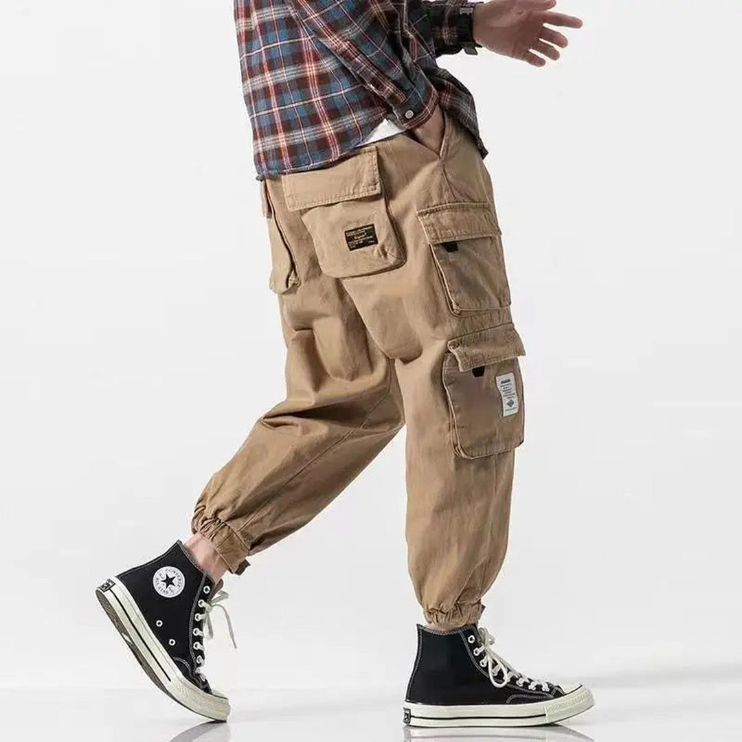Men's Heavyweight Cotton Cargo Joggers – Tapered Utility Trousers