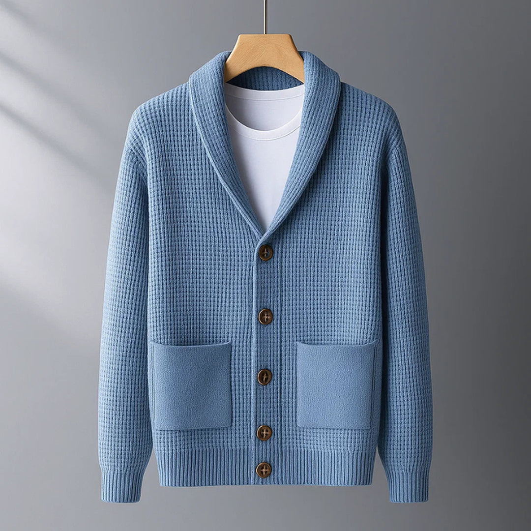 Men's Cashmere Cardigan – Shawl Collar Knit Button Jumper
