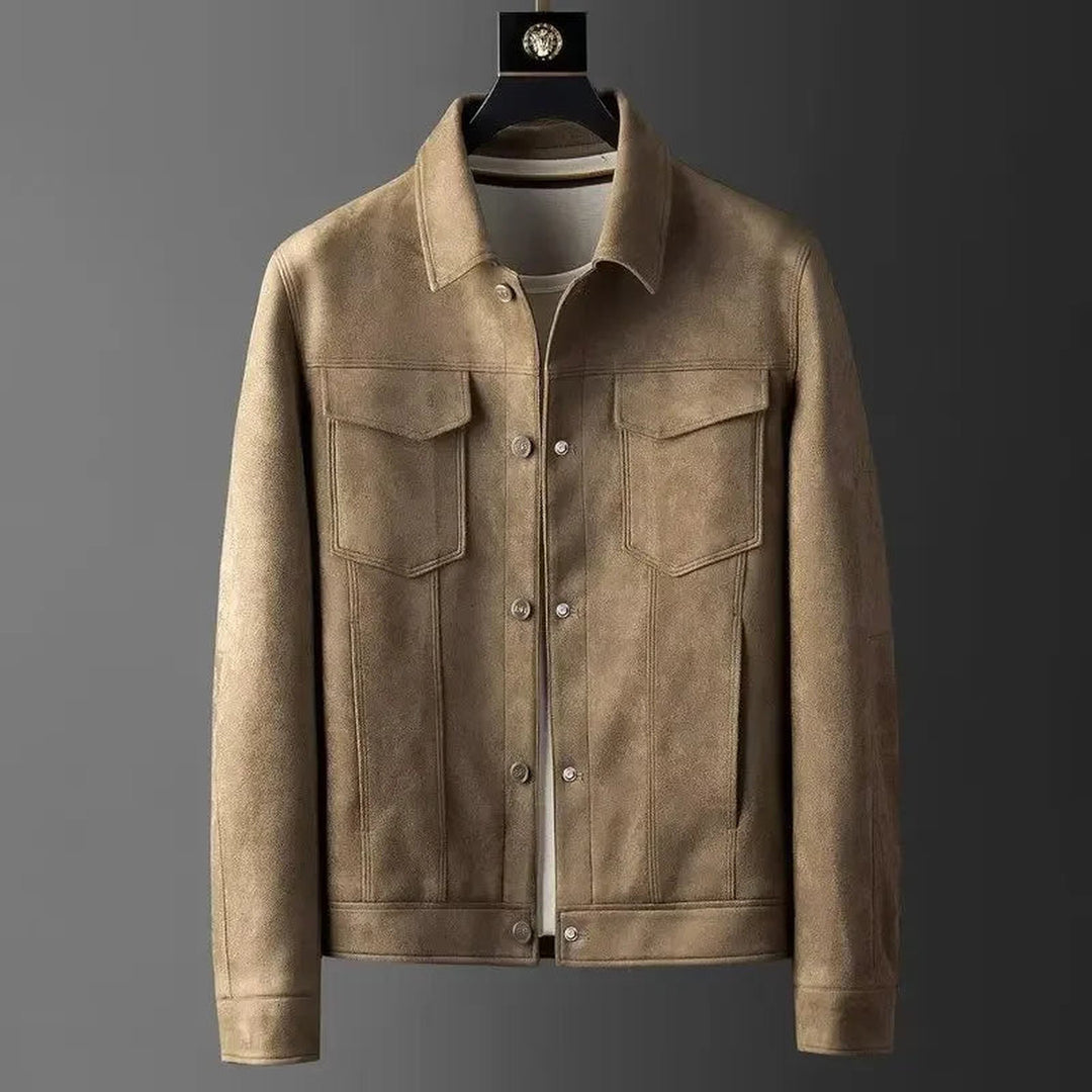 Men's Suede Trucker Jacket – Soft Western Snap-Button Overshirt