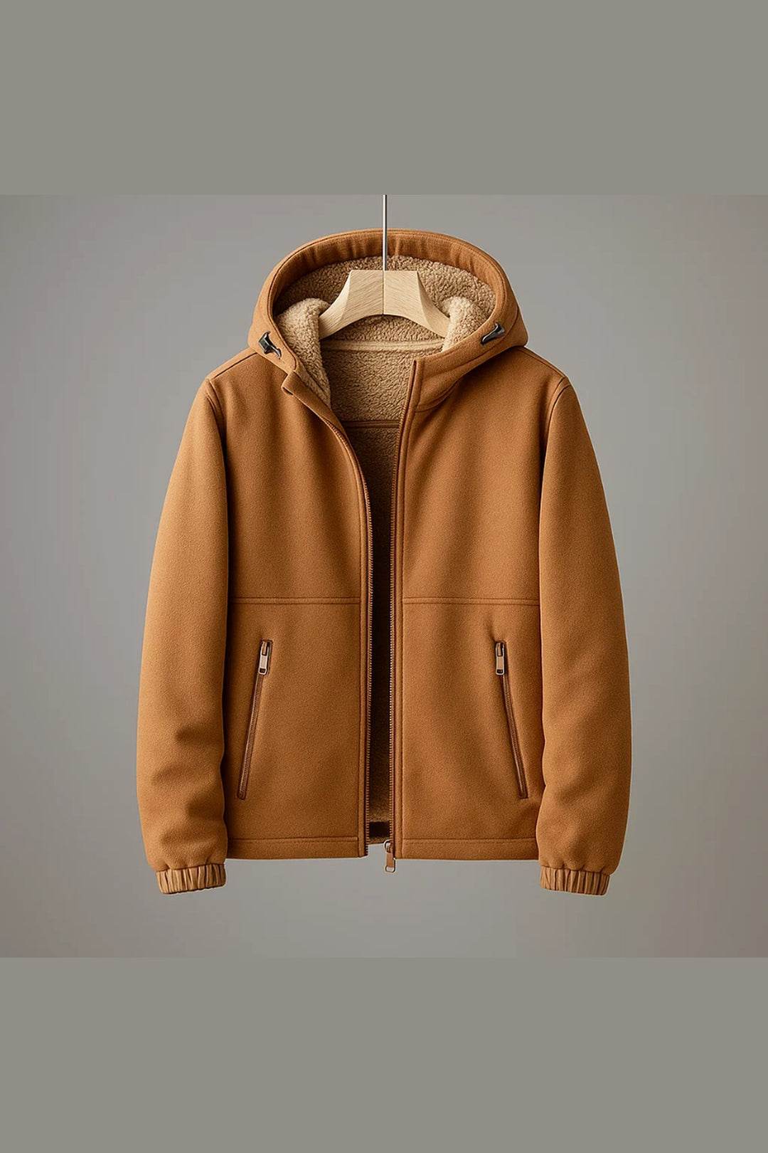Men's Wool-Blend Hoodie – Sherpa-Lined Full-Zip for Cold Days
