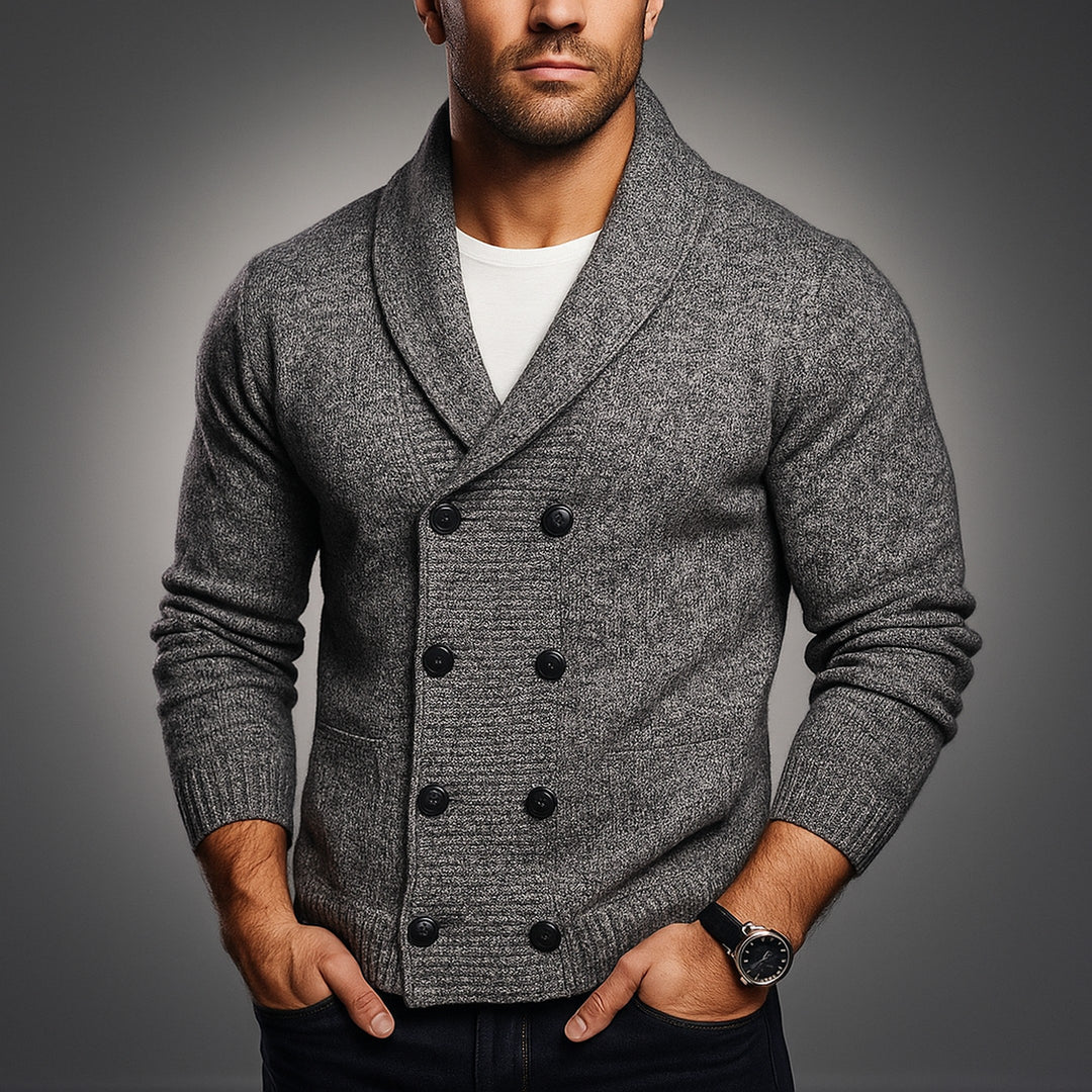 Men's Double-Breasted Shawl Collar Cardigan – Smart Layering