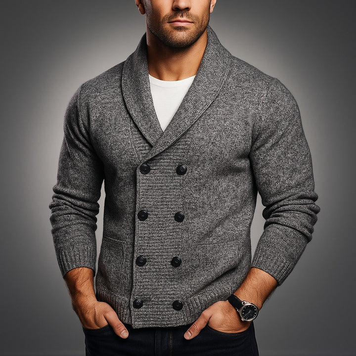 Men's Double-Breasted Shawl Collar Cardigan – Smart Layering