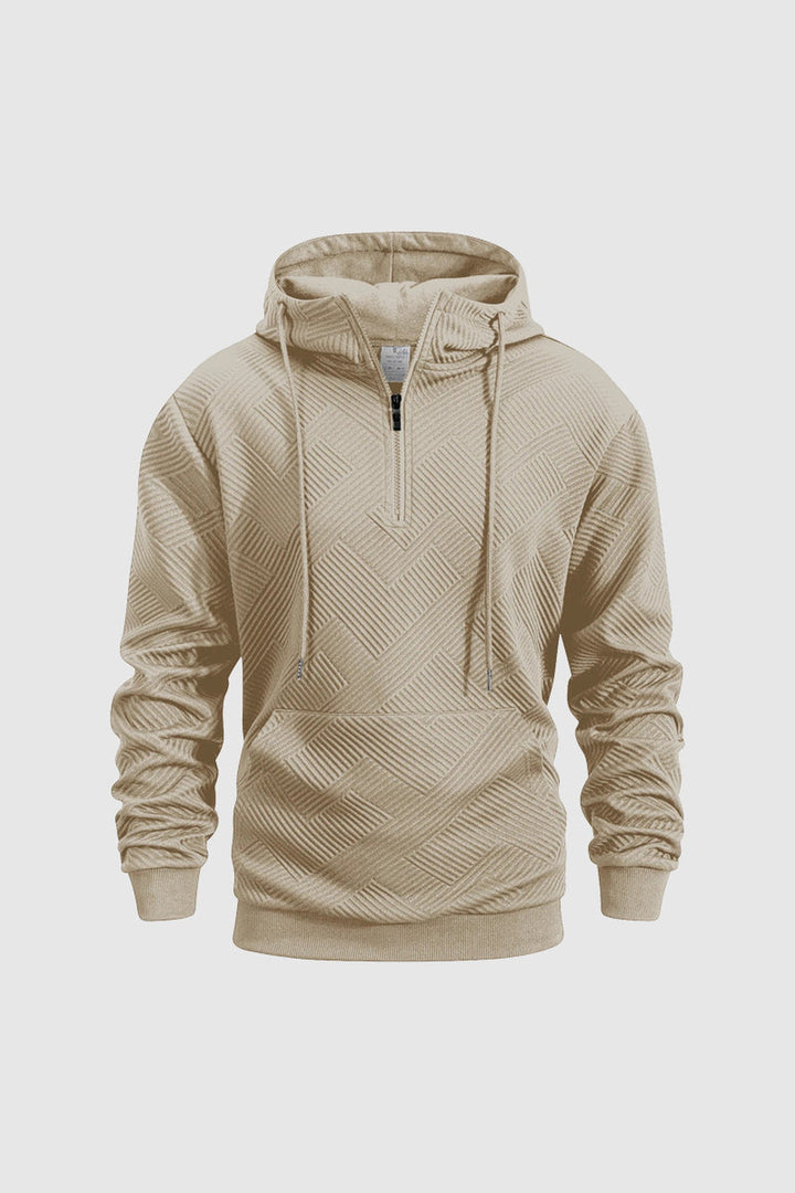 Men's Textured Knit Quarter-Zip Hoodie – Smart Casual Layering