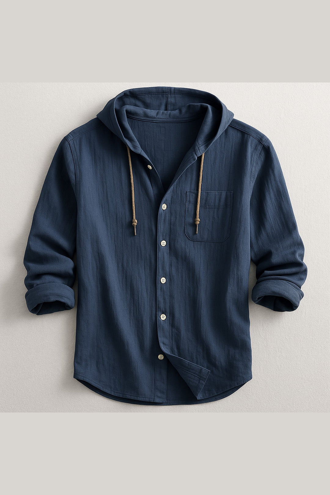 Men's Cotton Linen Hooded Shirt – Relaxed Summer Beach Style