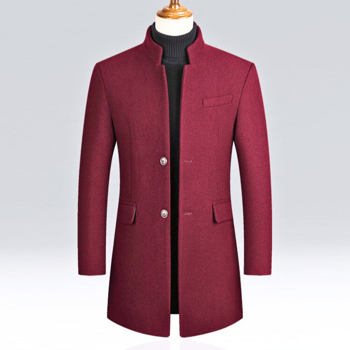 Men's Wool Blend Overcoat – Slim Mandarin Collar City Coat