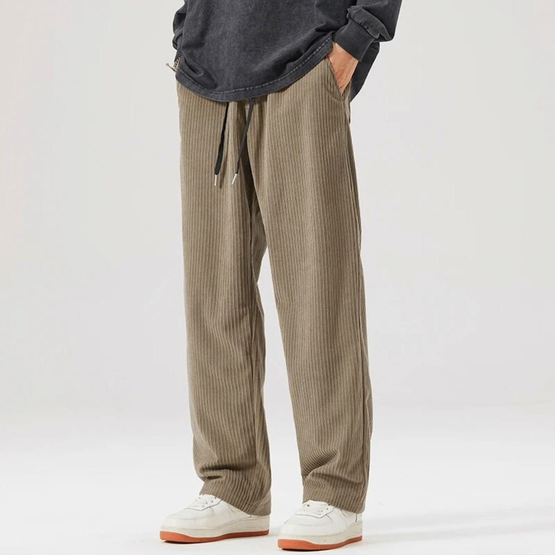 Men's Corduroy Wide-Leg Trousers – Relaxed Drawstring Fit