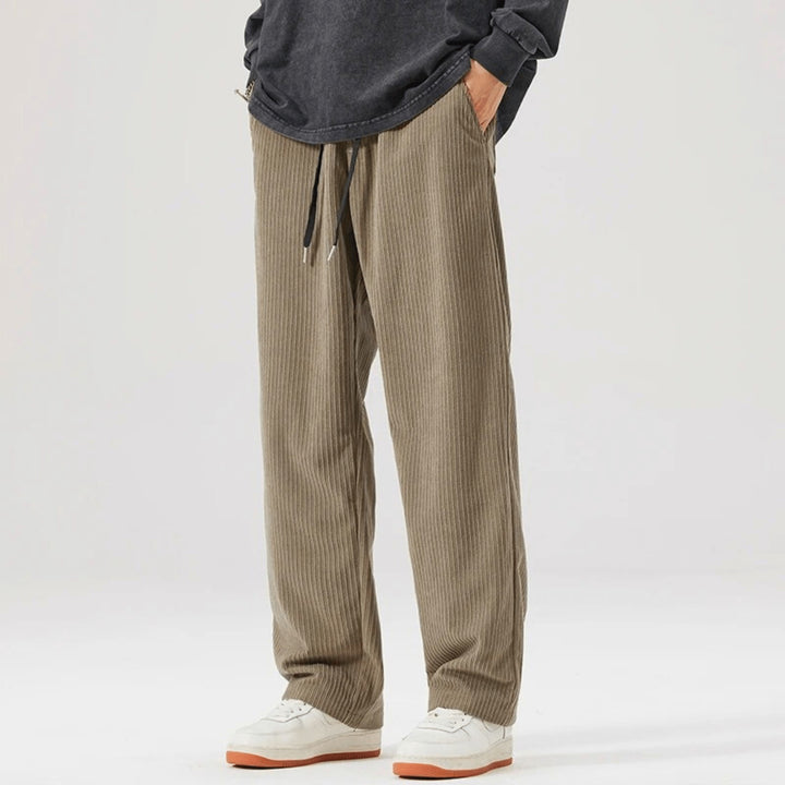 Men's Corduroy Wide-Leg Trousers – Relaxed Drawstring Fit