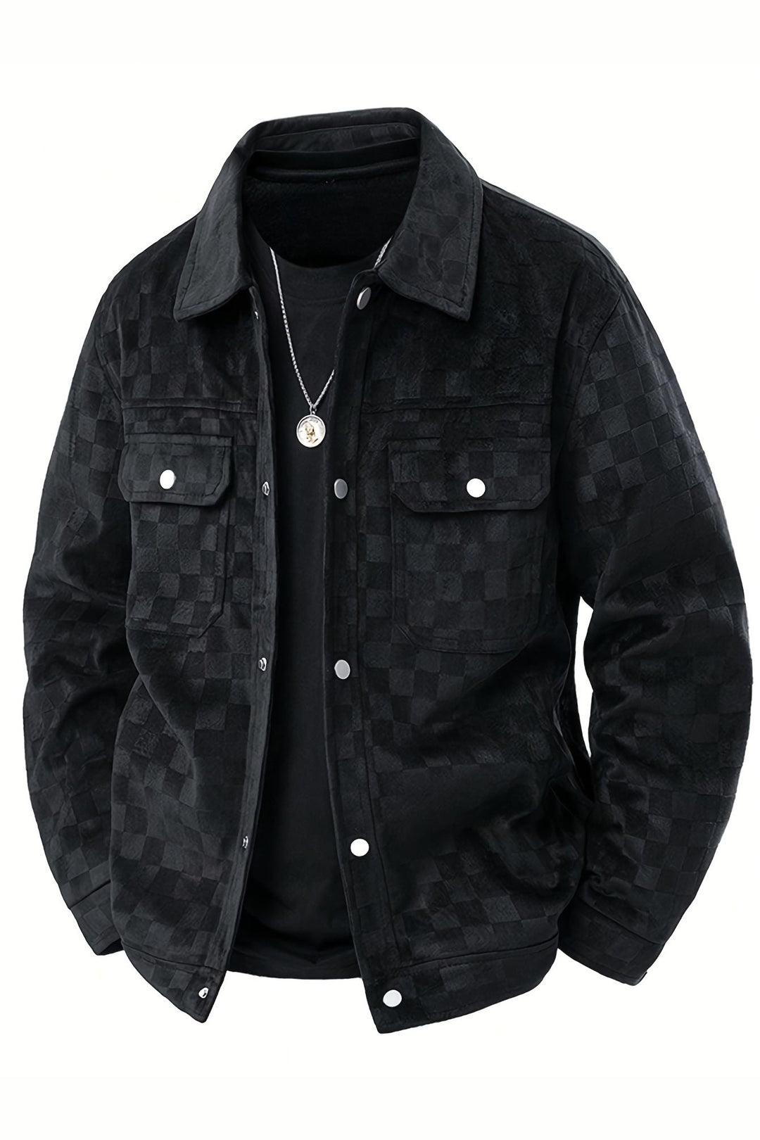 Men's Suede Checkerboard Jacket – Lined Smart-Casual Layer
