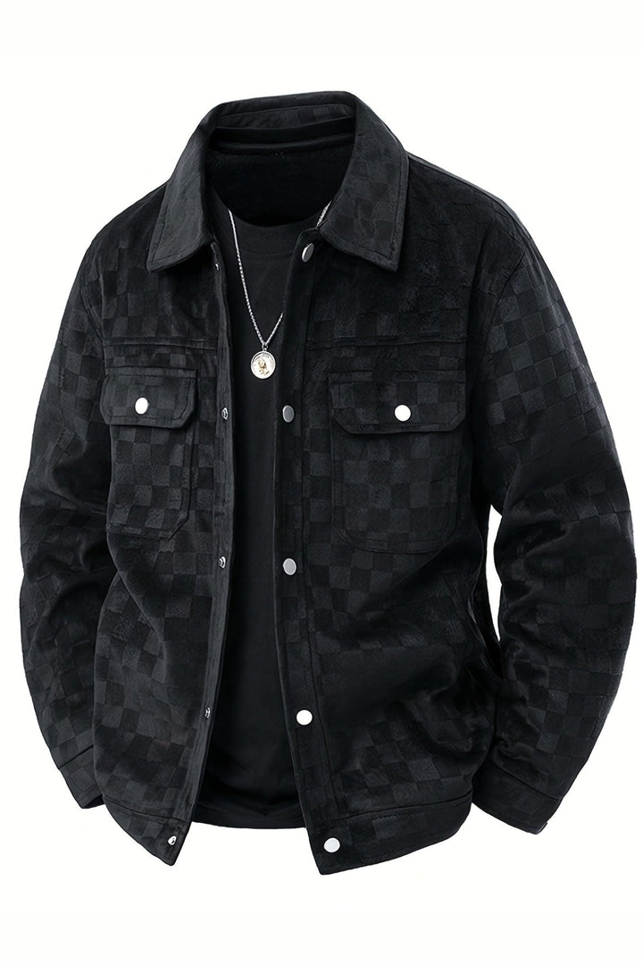 Men's Suede Checkerboard Jacket – Lined Smart-Casual Layer
