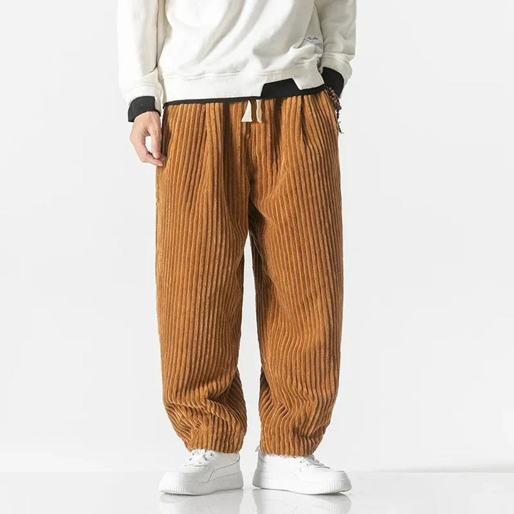 Men's Wide-Wale Corduroy Trousers – Relaxed Drawstring Comfort