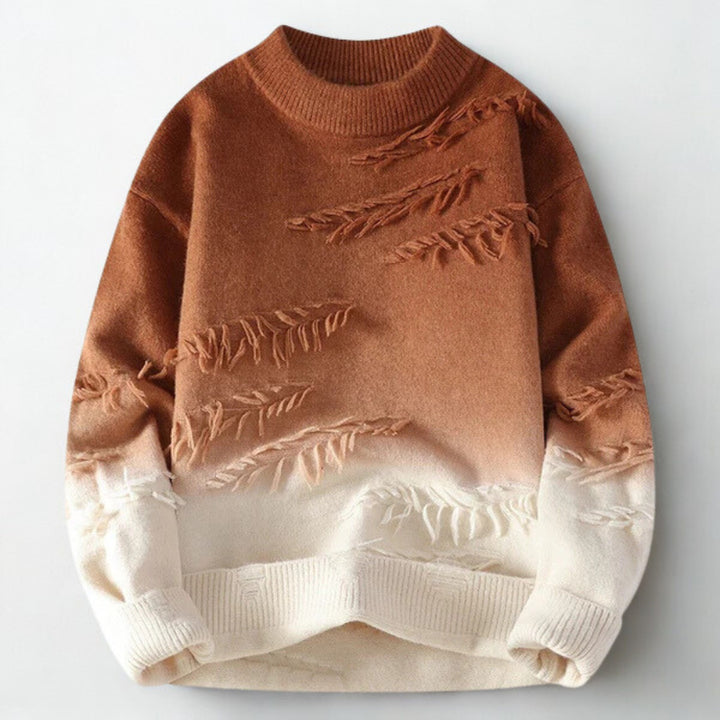 Men's Ombre Knit Jumper – Mock Neck Textured Sweater