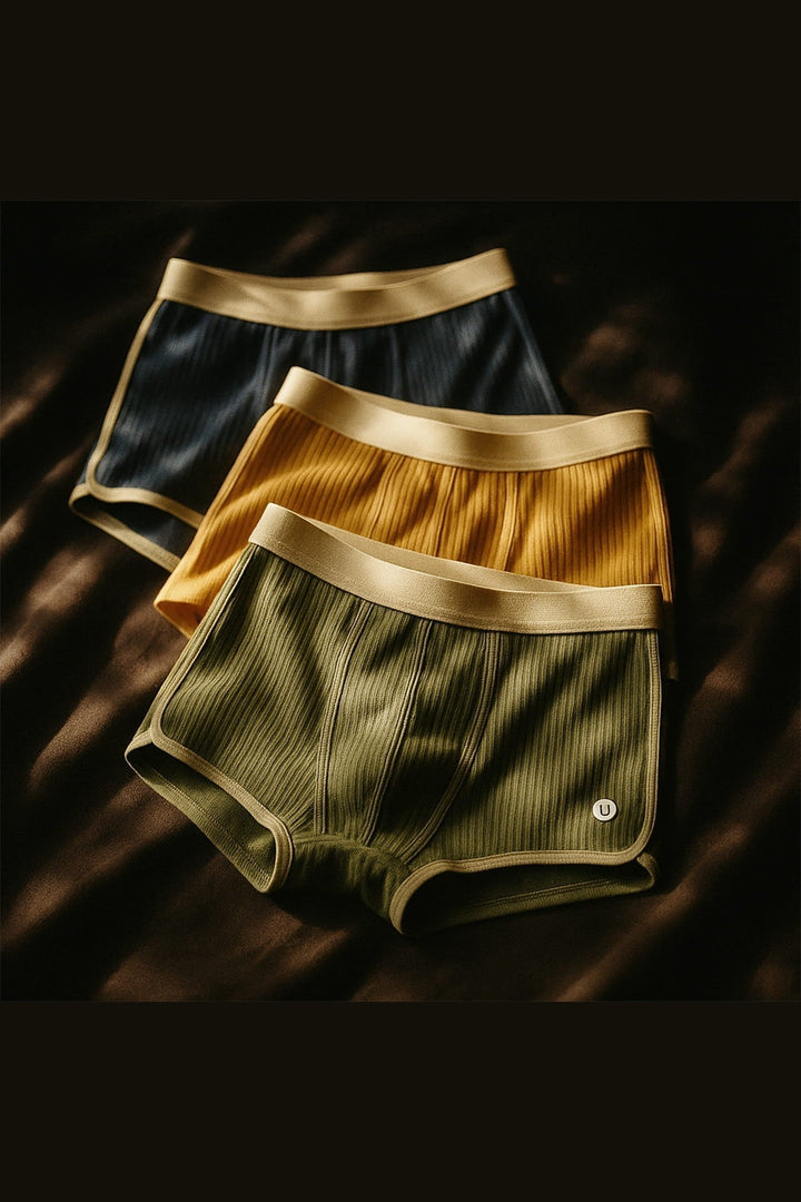 Men's Organic Cotton Boxer Briefs Set – Ribbed Comfort Fit
