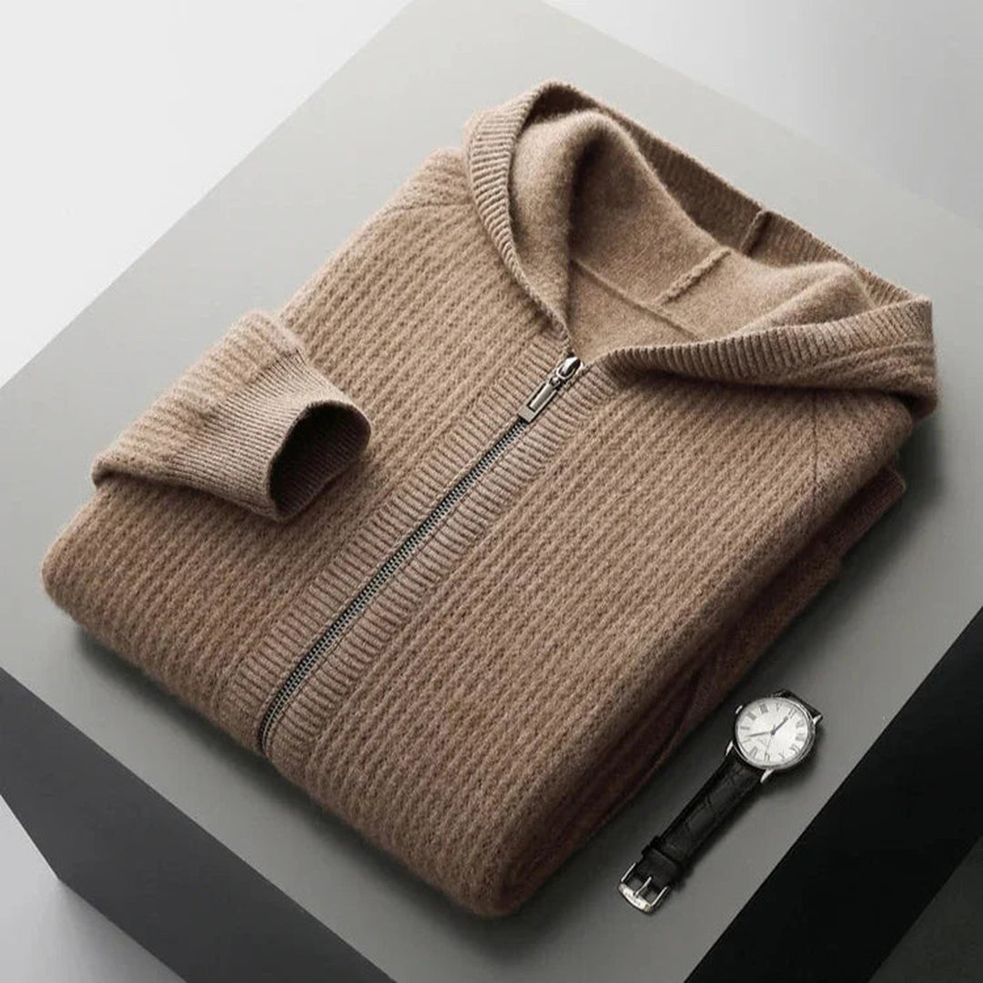 Men's Cashmere Zip-Through Hoodie – Lightweight Luxury Layer