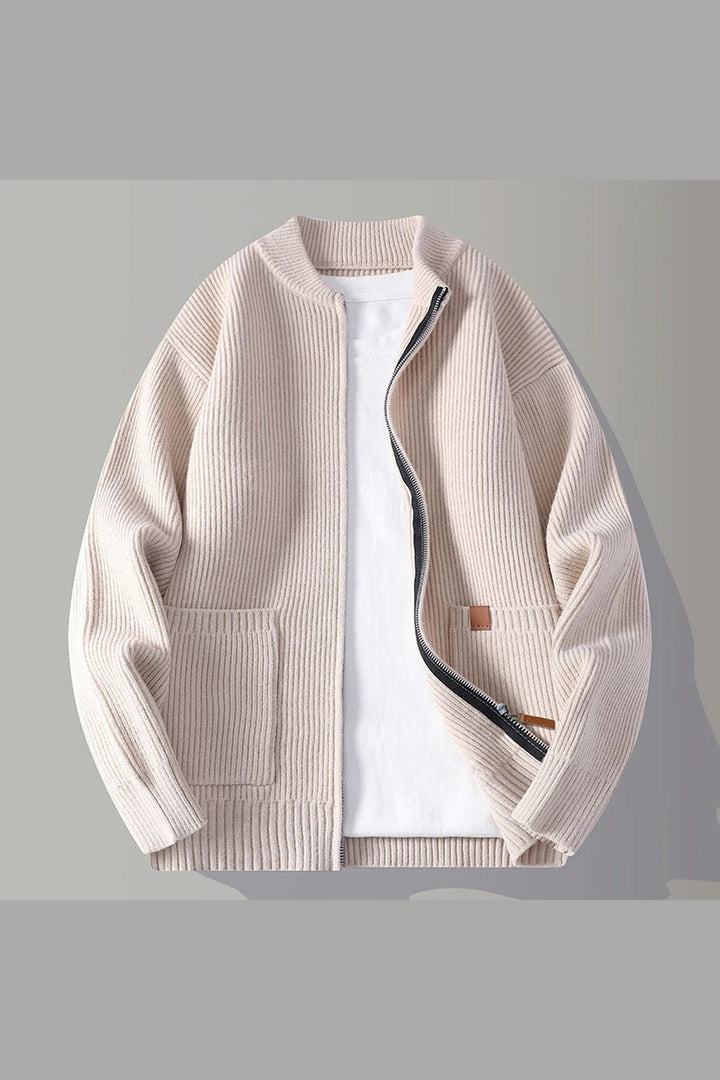 Men's Ribbed Knit Zip-Through Cardigan – Smart City Layering