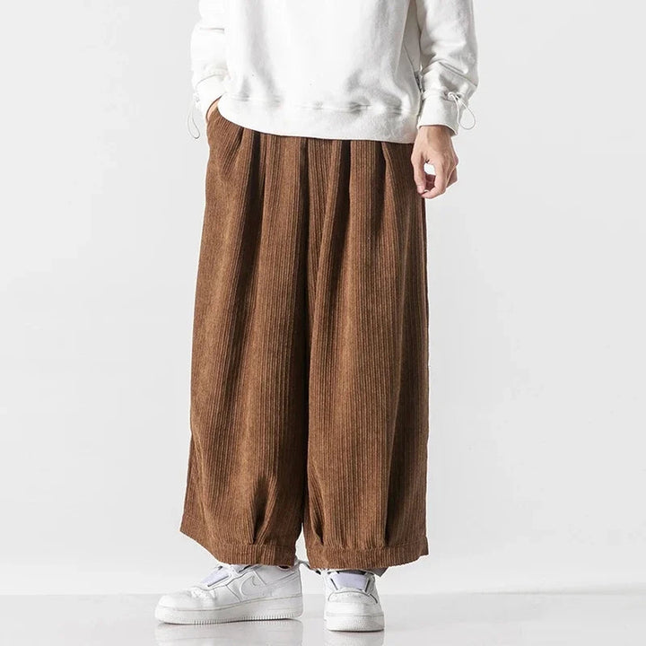Men's Wide-Leg Corduroy Trousers – Relaxed Drawstring Comfort
