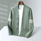 Men's Fine Knit Stripe Cardigan – Varsity Detail Layering Piece