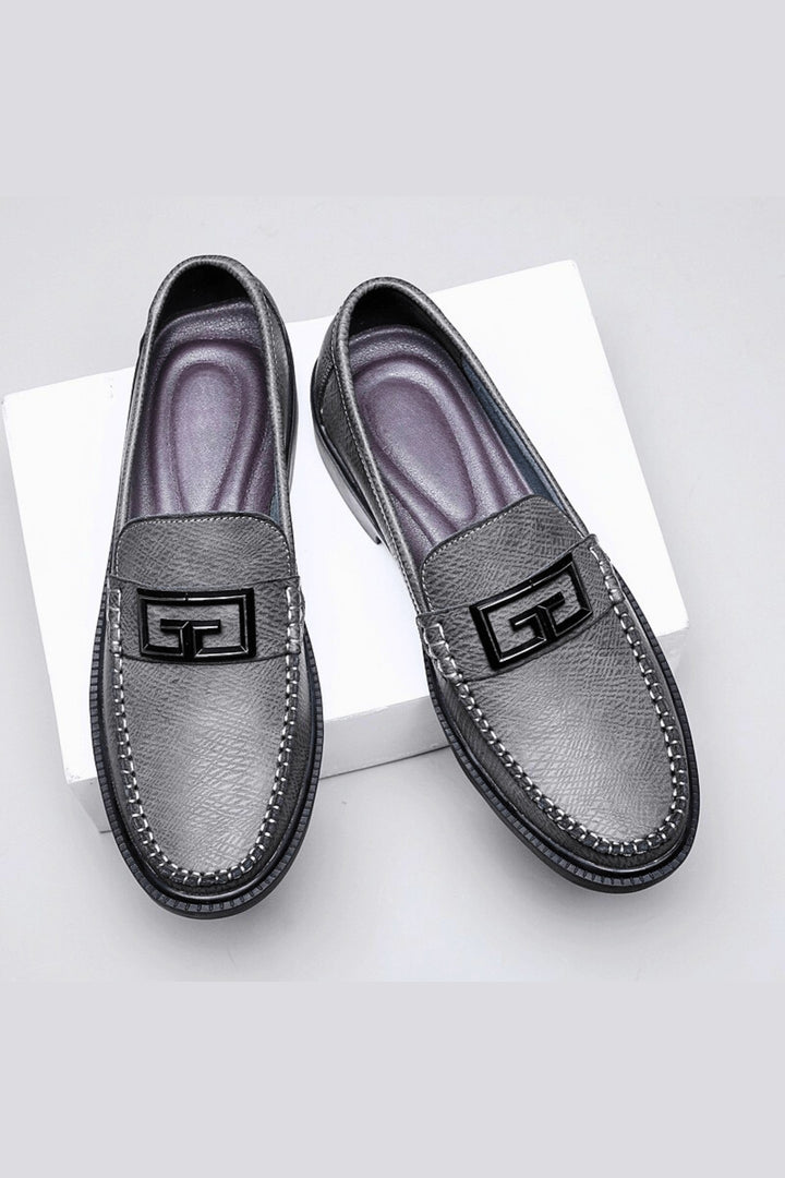 Men's Leather Buckle Loafers – Smart-Casual Slip-On Shoes