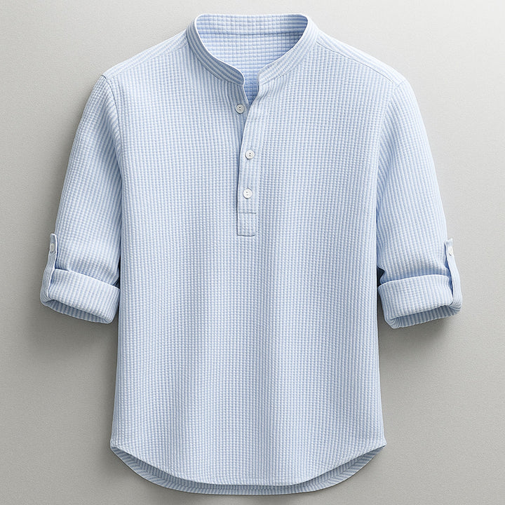Men's Cotton-Linen Shirt – Tailored Fit with Roll Sleeves
