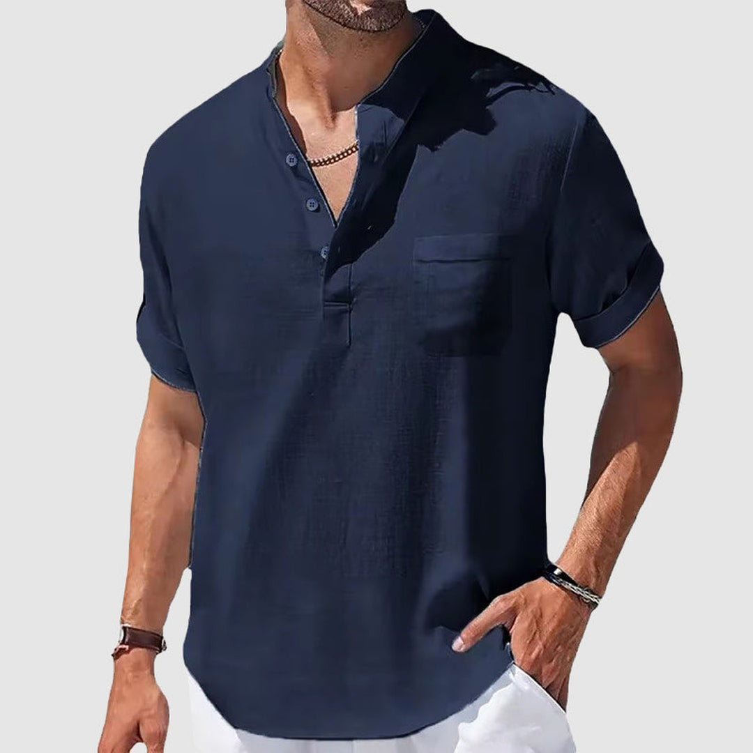 Men's Cotton Henley Shirt – Breathable Casual Summer Top