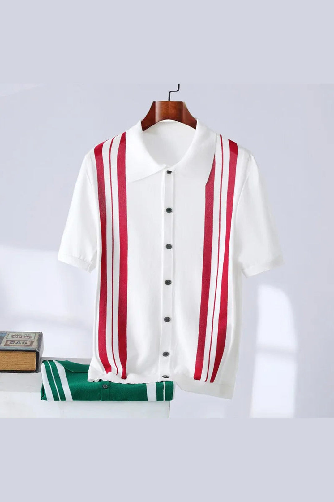 Men's Striped Knit Shirt – Breathable Casual Summer Wear