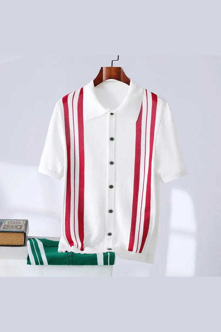 Men's Striped Knit Shirt – Breathable Casual Summer Wear