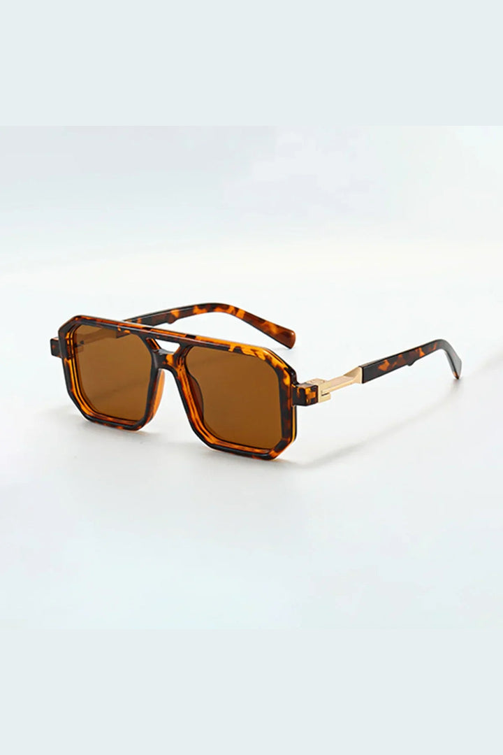 Men's Leopard Print Sunglasses – UV400 Lightweight Angular Frames