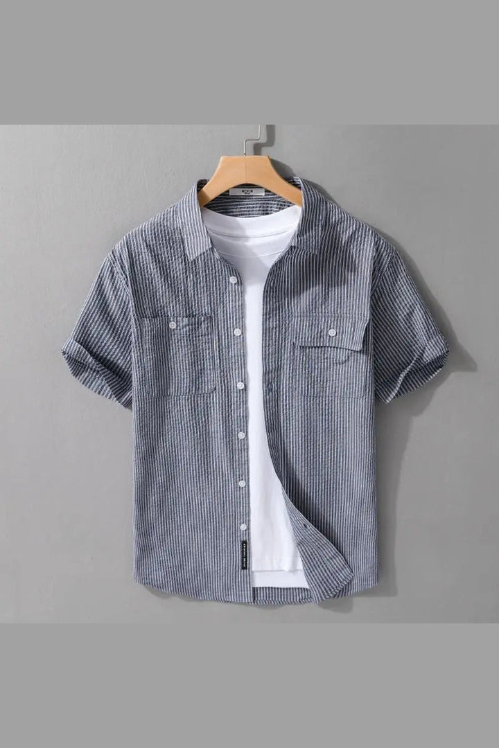 Men's Palermo Striped Shirt – Short Sleeve Casual Button-Up