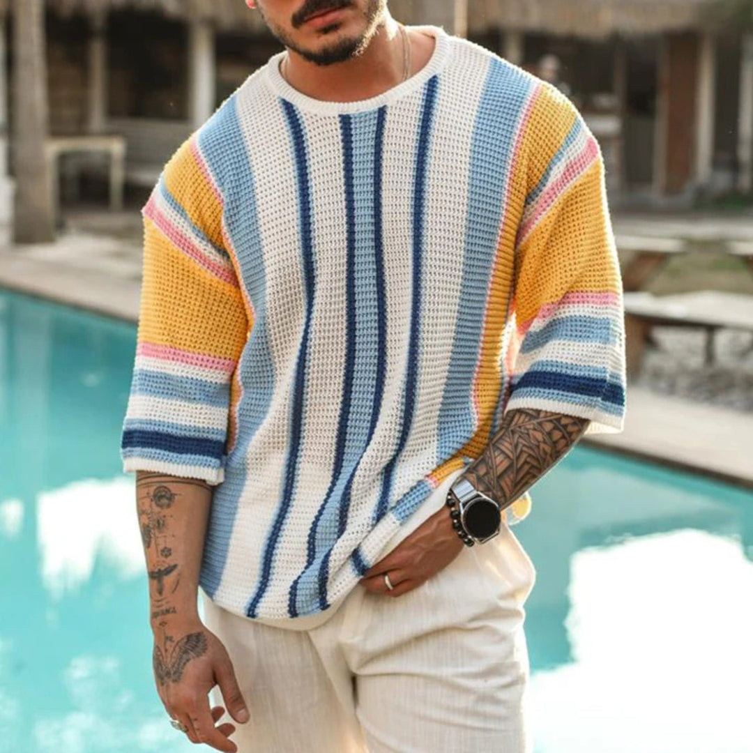 Men's Riviera Striped Open-Knit Top – Relaxed Resort Style