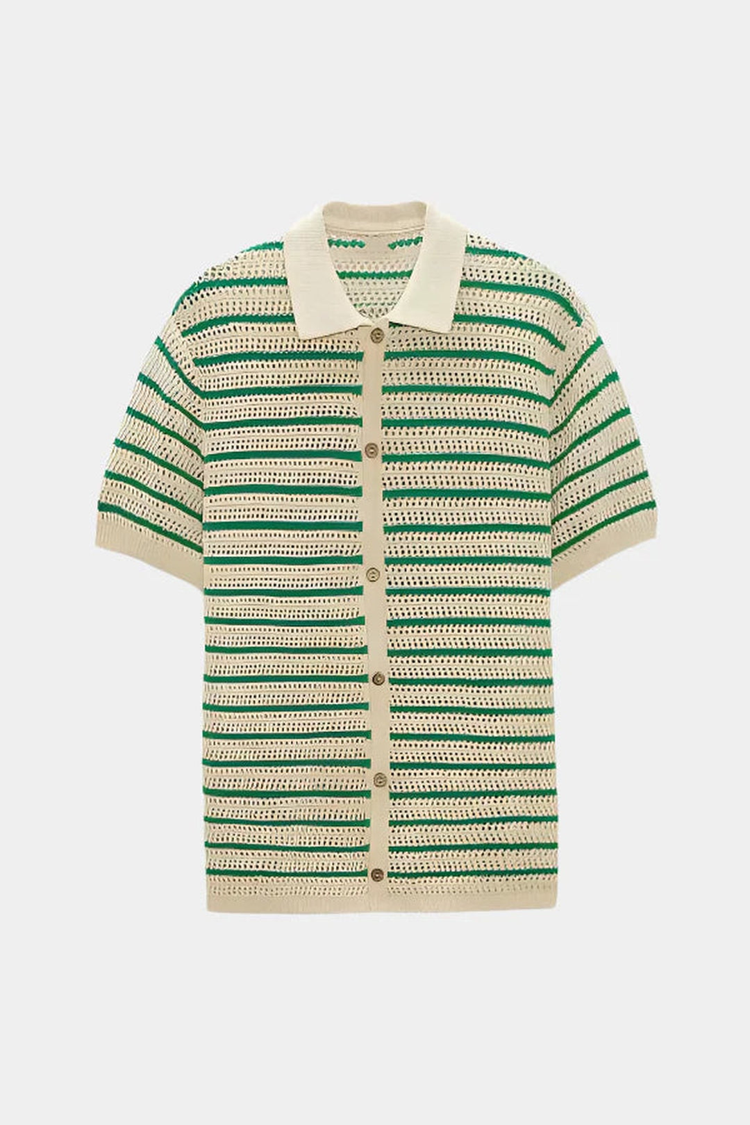 Men's Crochet Knit Shirt – Breathable Open-Knit Summer Style