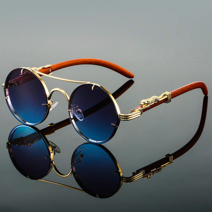 Men's Polarised Round Sunglasses – UV400 Gold-Tone Frames