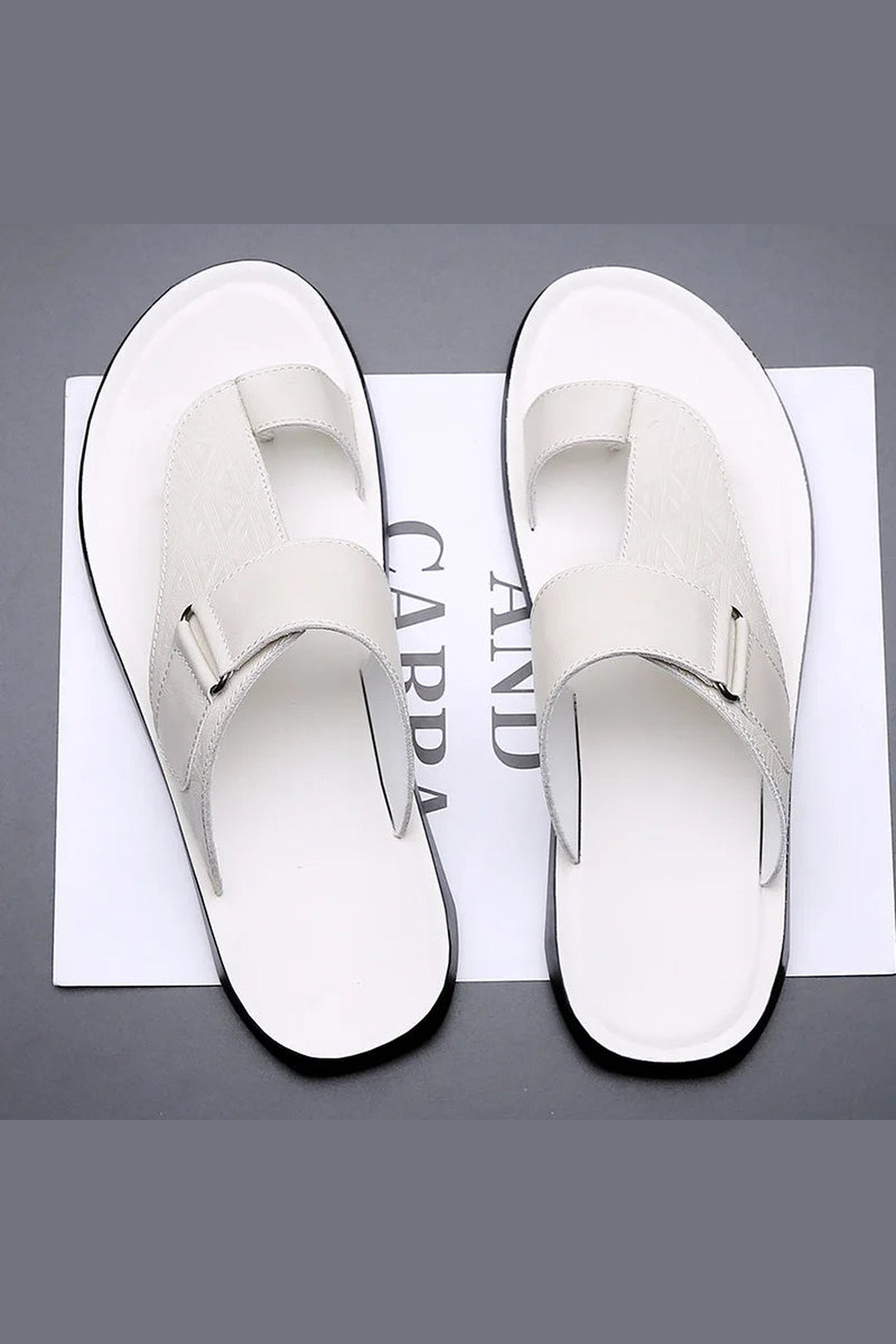 Men's Leather Sandals – Cushioned Toe-Loop Summer Slides