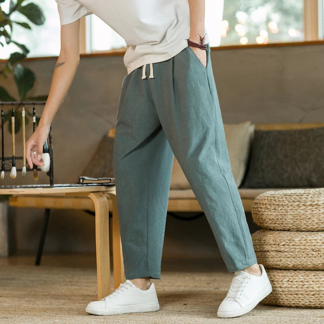 Men's Linen Drawstring Trousers – Relaxed Lightweight Fit
