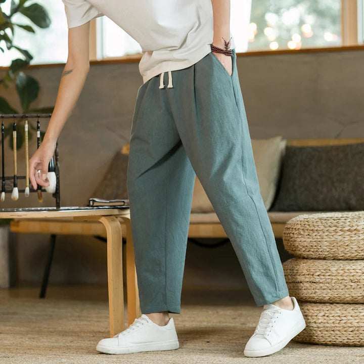 Men's Linen Drawstring Trousers – Relaxed Lightweight Fit