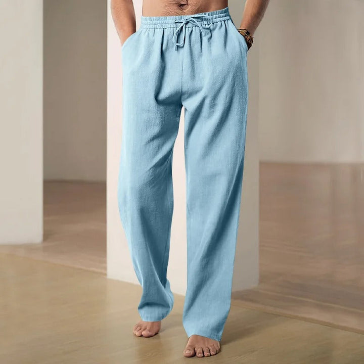 Men's Linen-Blend Trousers – Drawstring Weekend Comfort