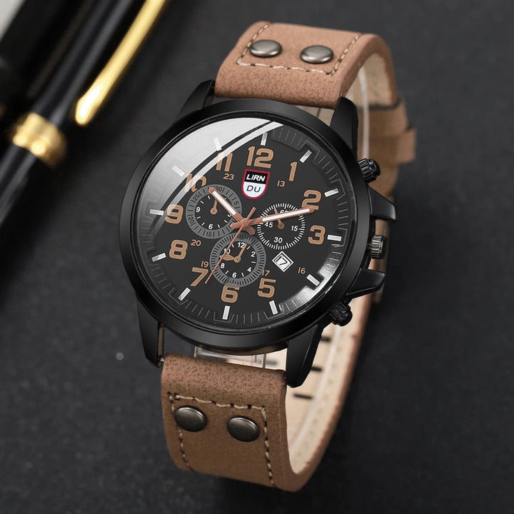 Men's Cowhide Strap Field Watch – Military-Inspired Design
