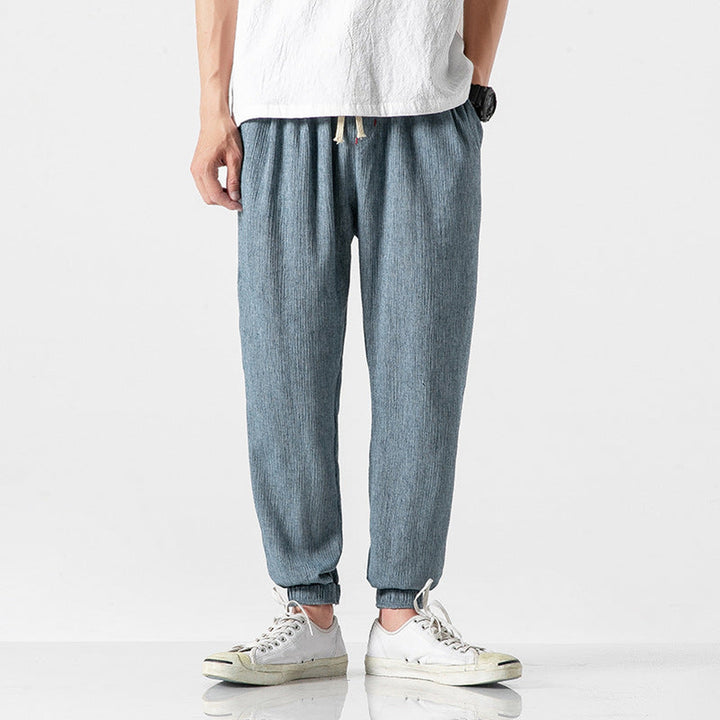 Men's Linen Blend Joggers – Lightweight Tapered Summer Trousers