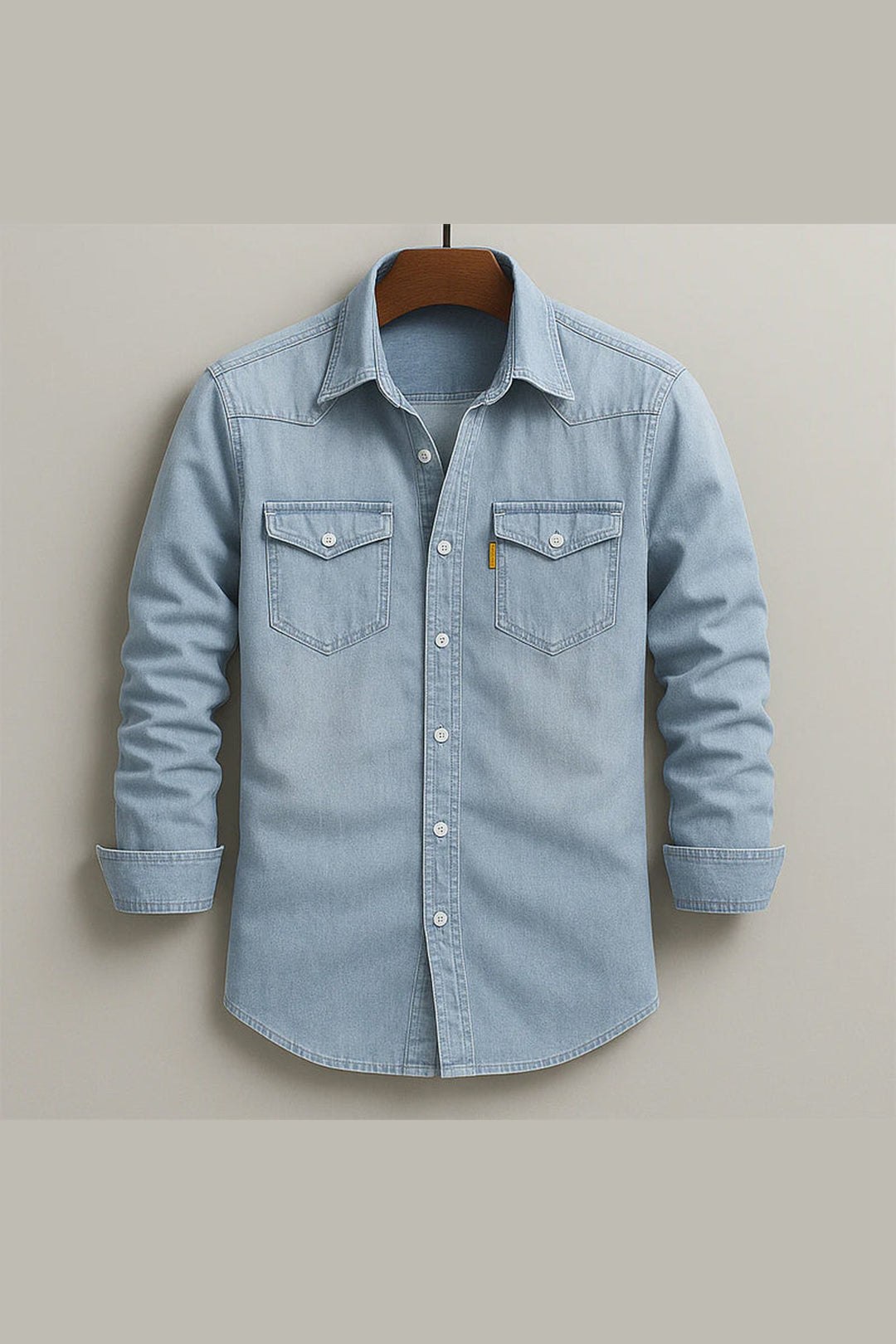 Men's Soft-Washed Denim Shirt – Casual Snap-Pocket Button-Down