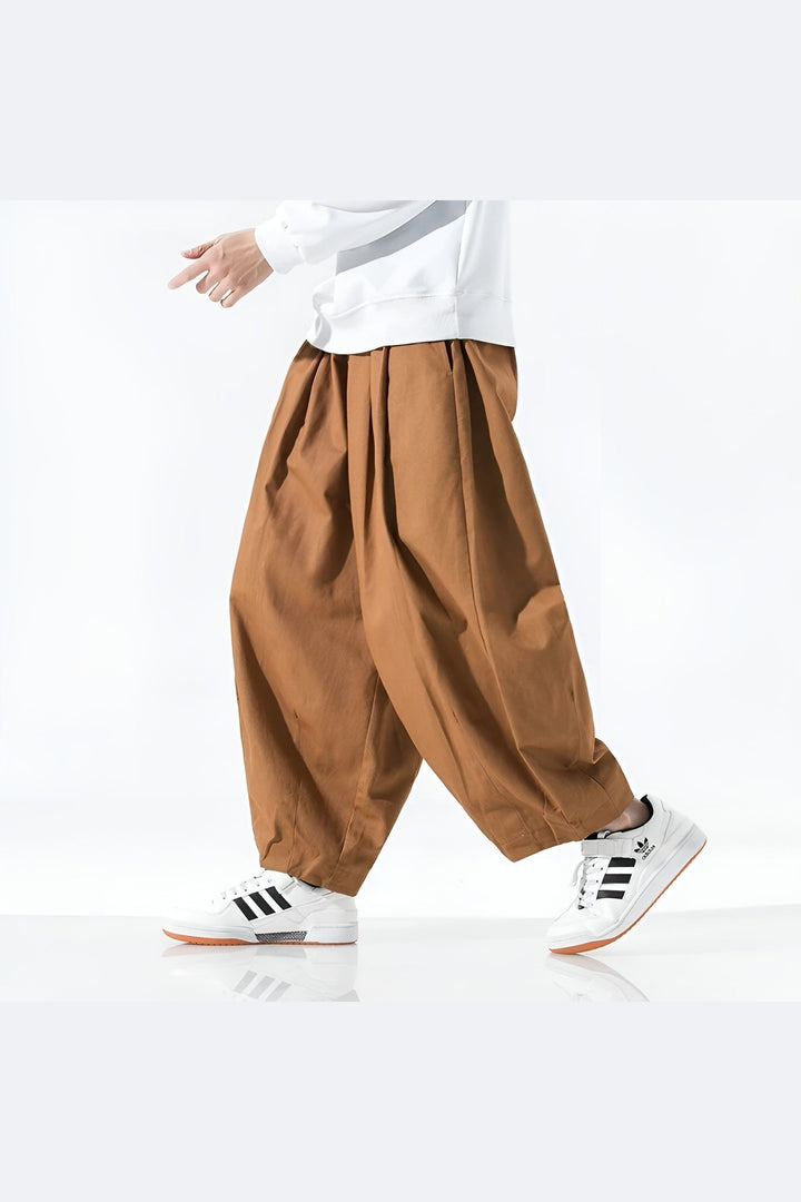 Men's Cotton Sarouel Trousers – Relaxed Pleated Harem Style
