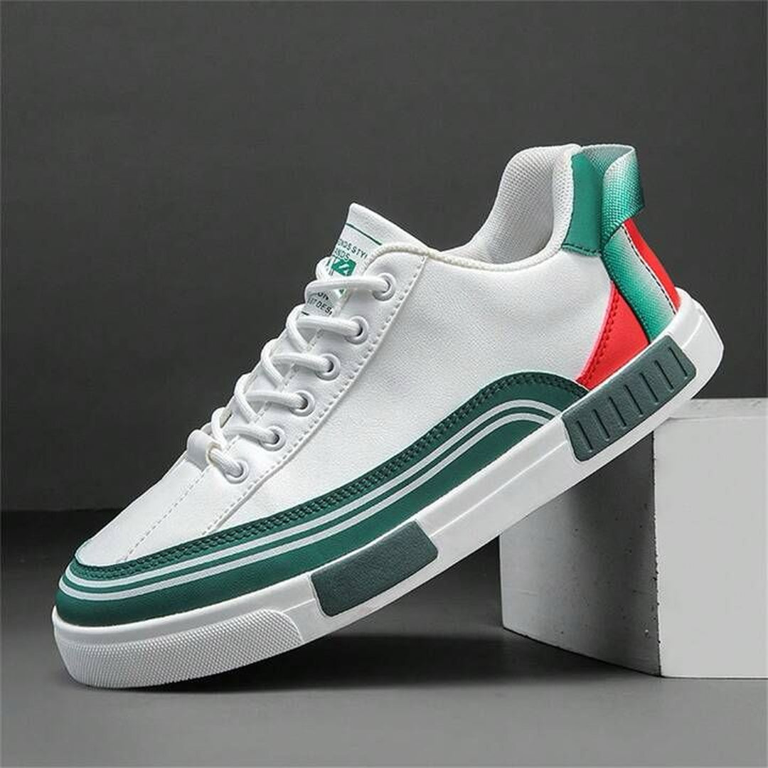 Men's Vegan Leather Trainers – Cushioned Retro Panel Design