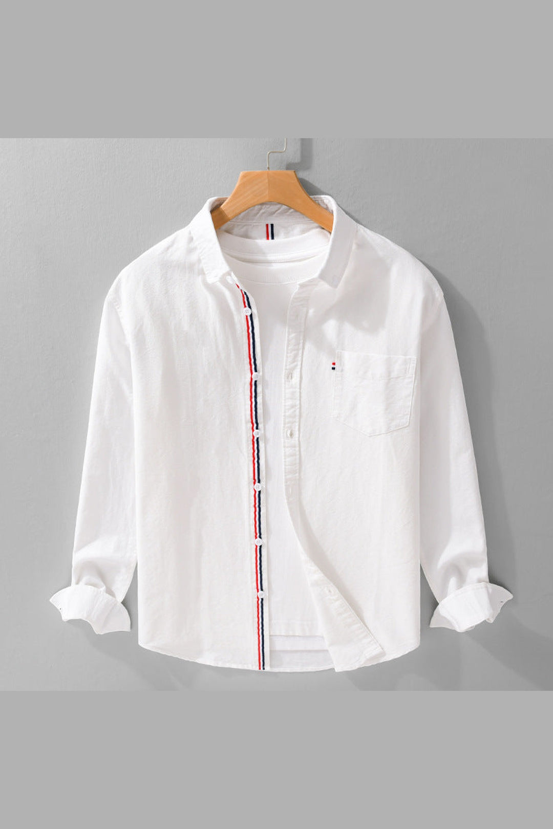 Men's Lightweight Linen Shirt – Striped Placket Detail