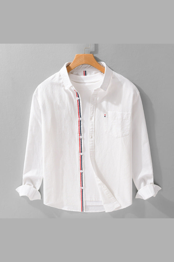 Men's Lightweight Linen Shirt – Striped Placket Detail