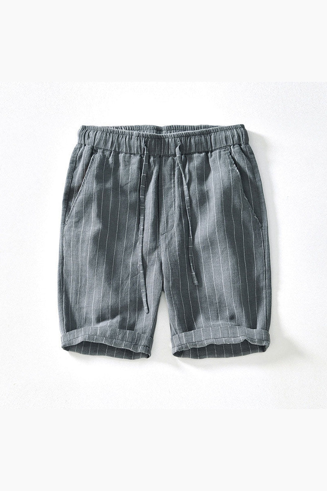 Men's Pinstripe Linen Shorts – Drawstring Coastal Style
