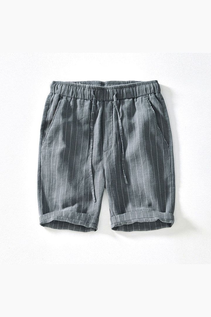 Men's Pinstripe Linen Shorts – Drawstring Coastal Style