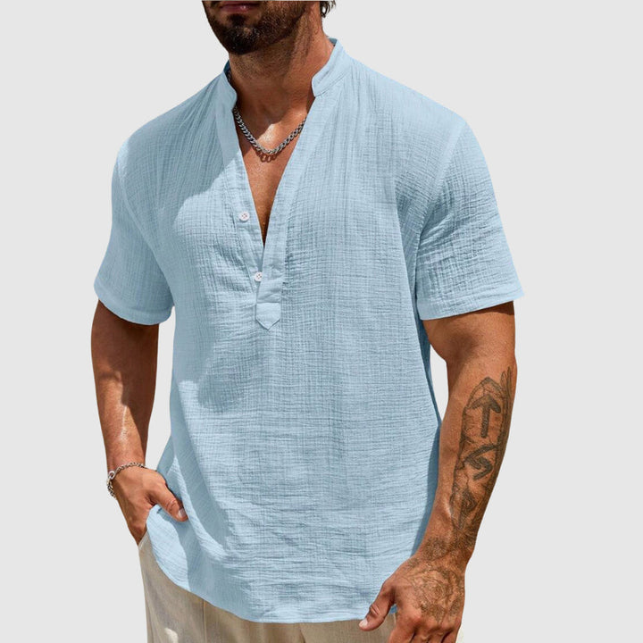 Men's Textured Cotton Short Sleeve Shirt – Breathable Summer Style