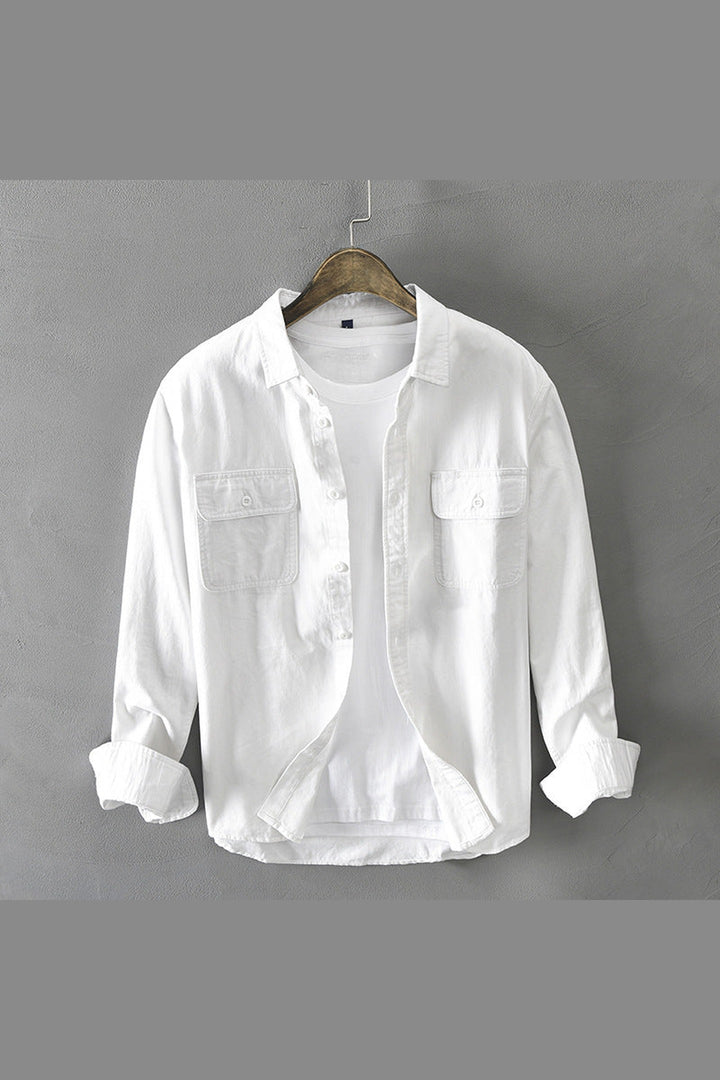 Men's Linen Shirt with Flap Pockets – Breathable All-Season Style